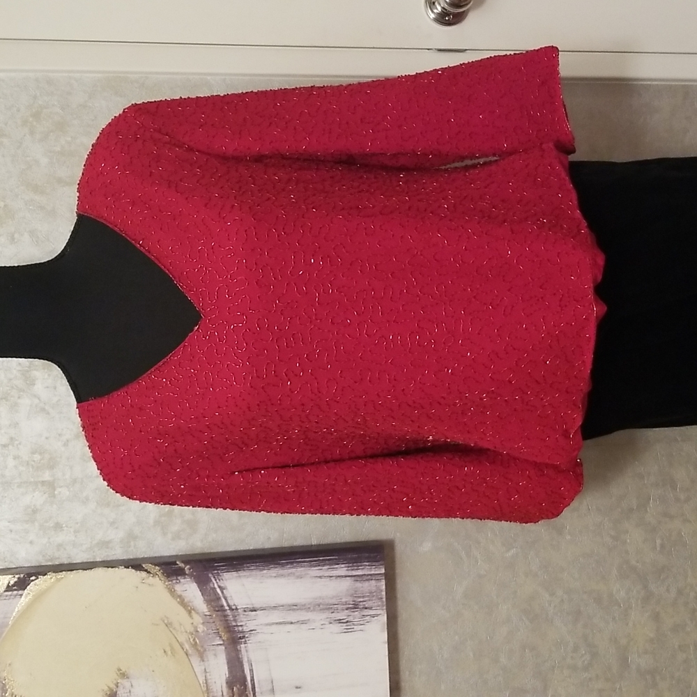 NWT Vintage Leslie Fay beaded dress blouse Size XXL (looks like today's XL).